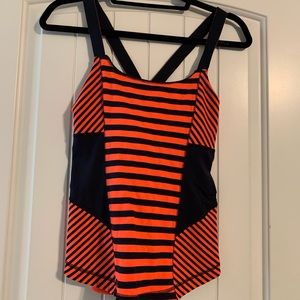 Lululemon tank with built in bra Orange & Black